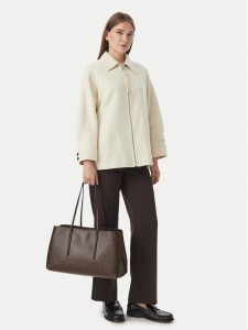 Calvin Klein Torebka Emblem Aop Medium Work Tote LV04F3786G Brązowy ciemny