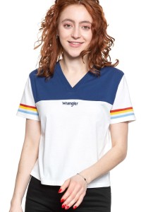 WRANGLER T SHIRT DAMSKI CUT N SEW V TEE OFF WHITE W7P0GH737 112132020