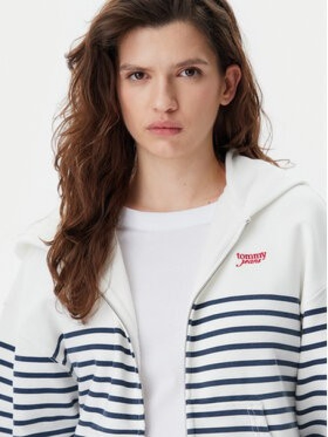 Tommy Jeans Bluza Script Logo DW0DW20303 Biały Boxy Fit