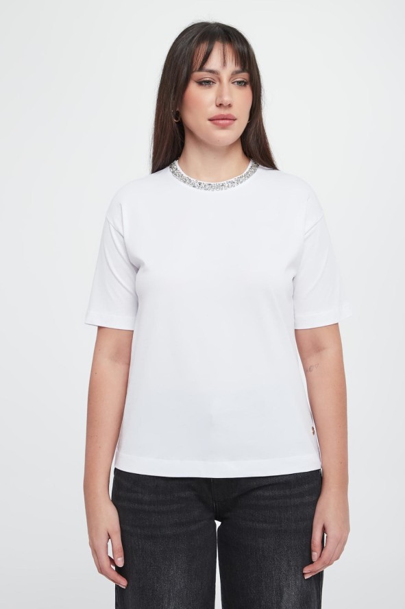 T-shirt damski z cyrkoniami Thei JOOP!
