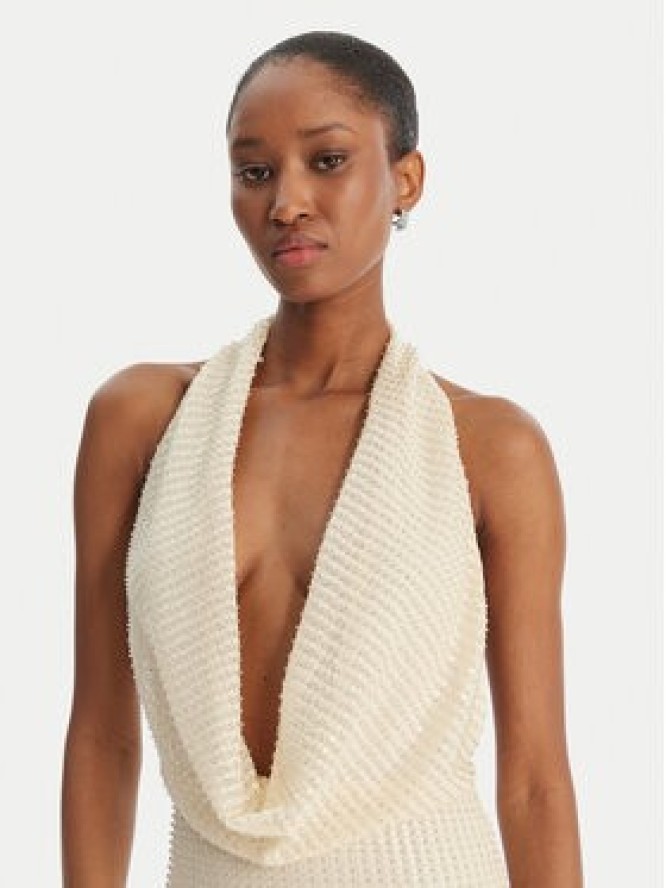 Bardot Sukienka wieczorowa Nola 59814DB2 Beżowy Slim Fit