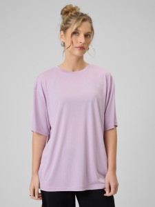 4F T-shirt loose z modalem damski - fioletowy XL