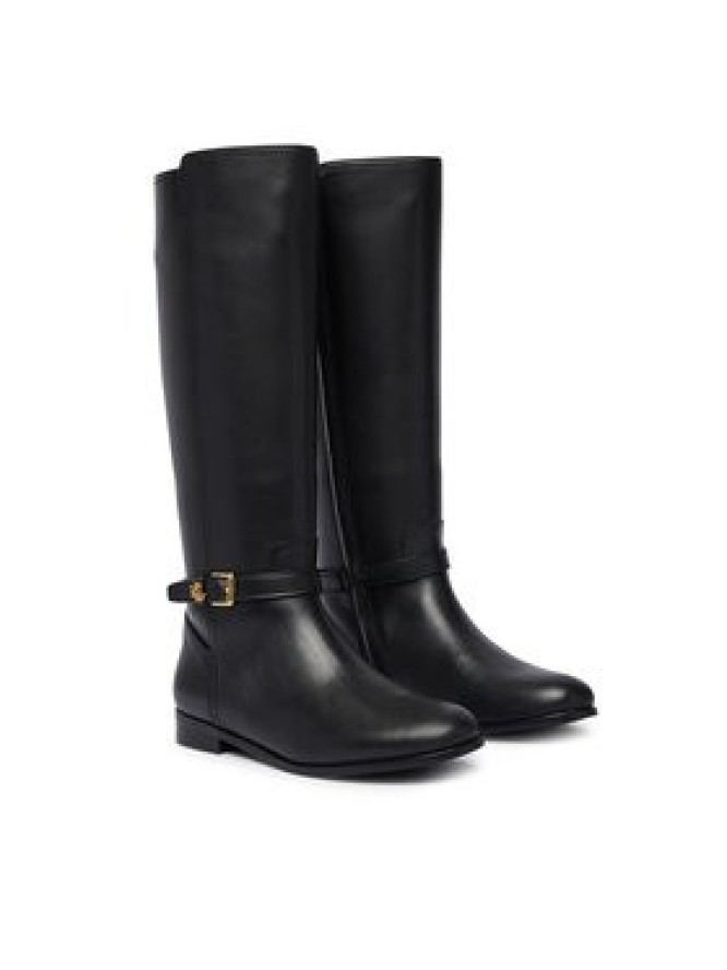 LAUREN RALPH LAUREN Oficerki Brooke II Calfskin Tall Boot 802974383004 Czarny