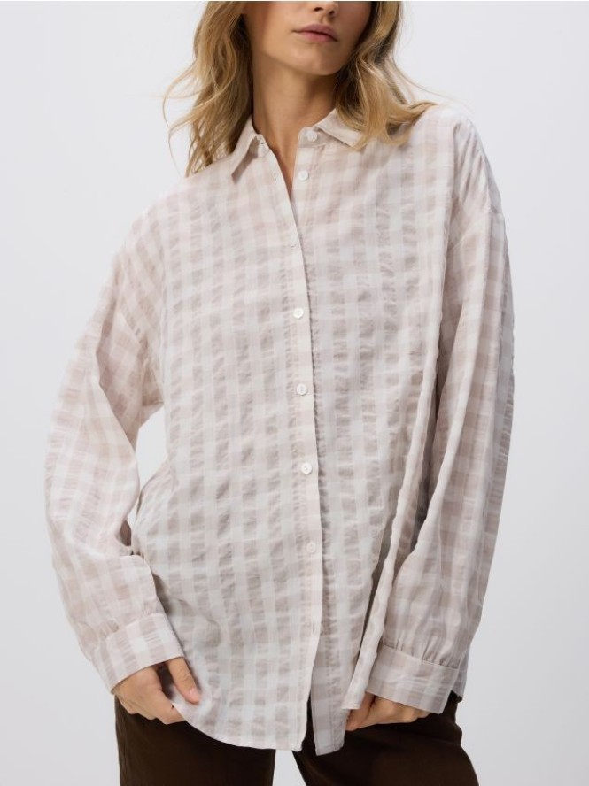Koszula w kratę - kremowy