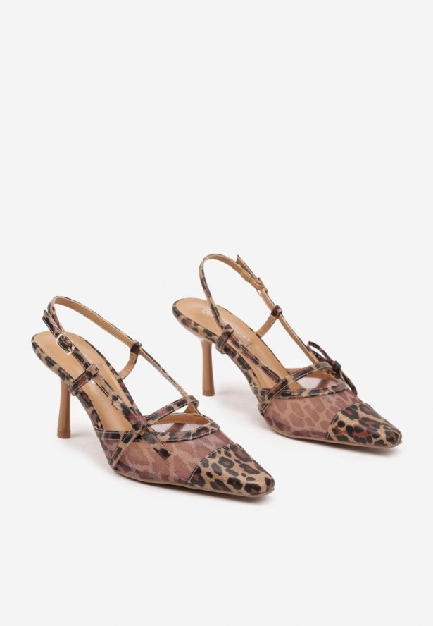 Panterkowe Czółenka na Szpilce z Przezroczystą Cholewką i Odkrytą Piętą Findexis