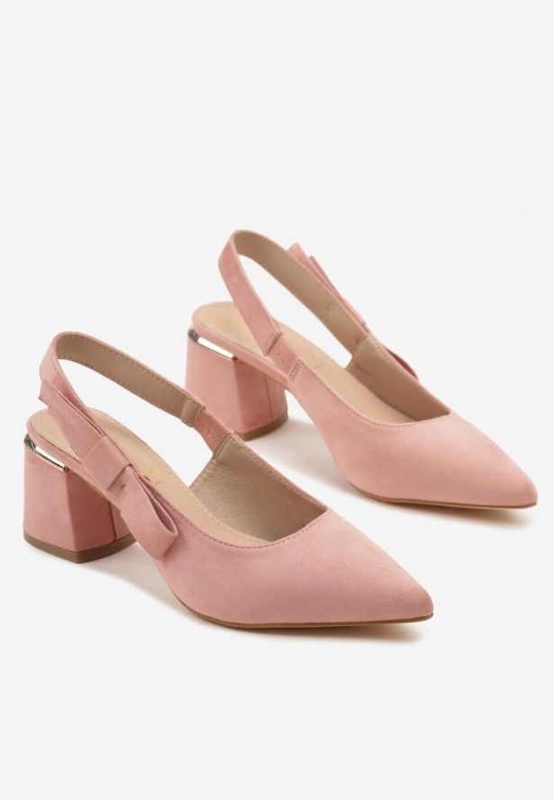 Różowe Sandały Vices na Obcasie ze Skórzaną Wkładką Bez Pięty Vevazira