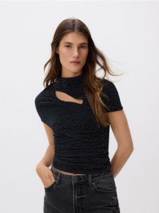 T-shirt z metalicznym efektem - czarny