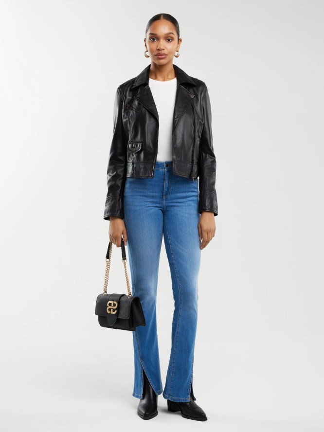 Jeansy damskie bootcut z rozcięciami niebieskie Blake 402