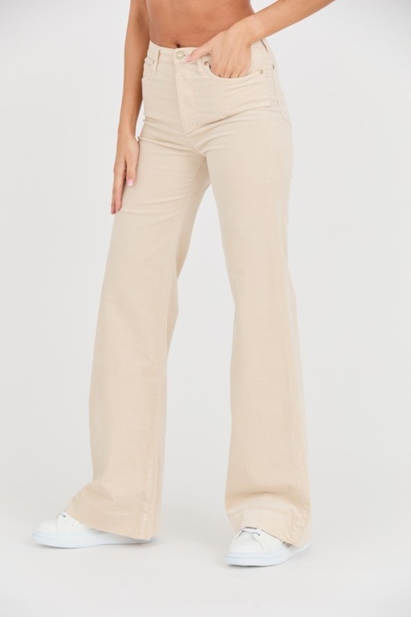 7 FOR ALL MANKIND Beżowe damskie spodnie Modern Dojo Velvet, Rozmiar 28