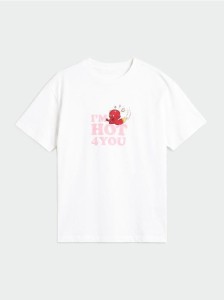 Bawełniana koszulka z nadrukiem na plecach Hot Stuff - kremowy