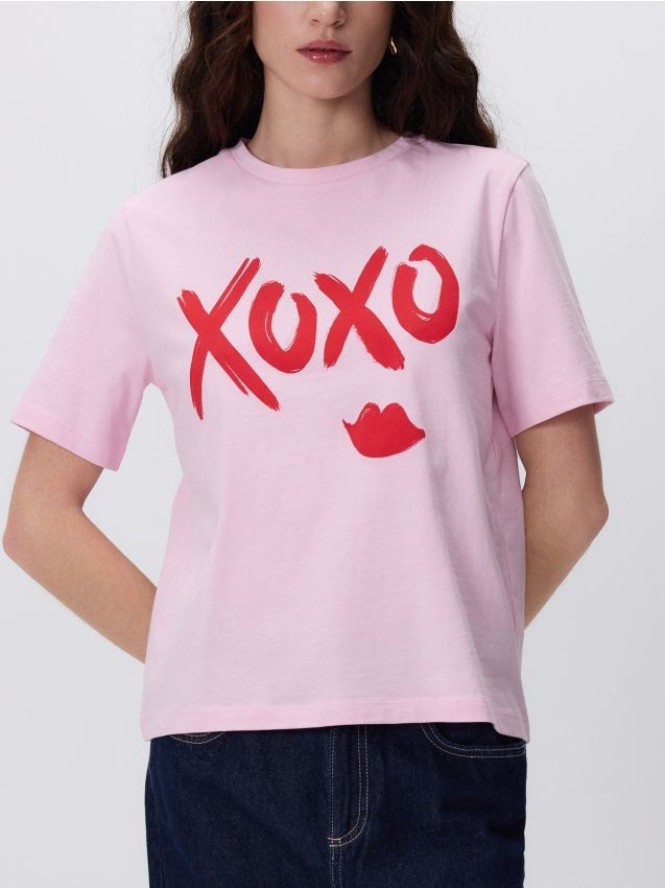 T-shirt z nadrukiem - pastelowy róż