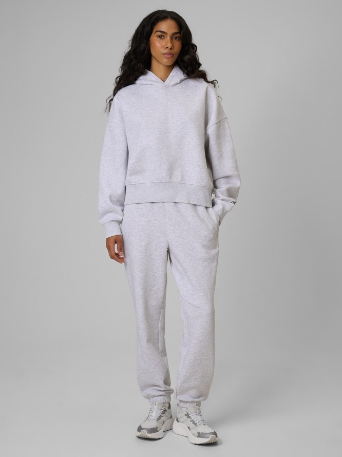 4F Bluza dresowa regular z kapturem damska - szara L