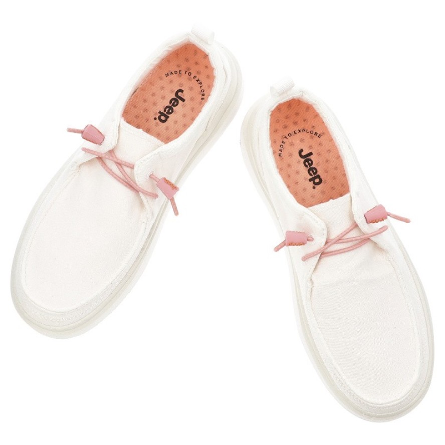 Białe Półbuty Jeep Modne Obuwie Damskie