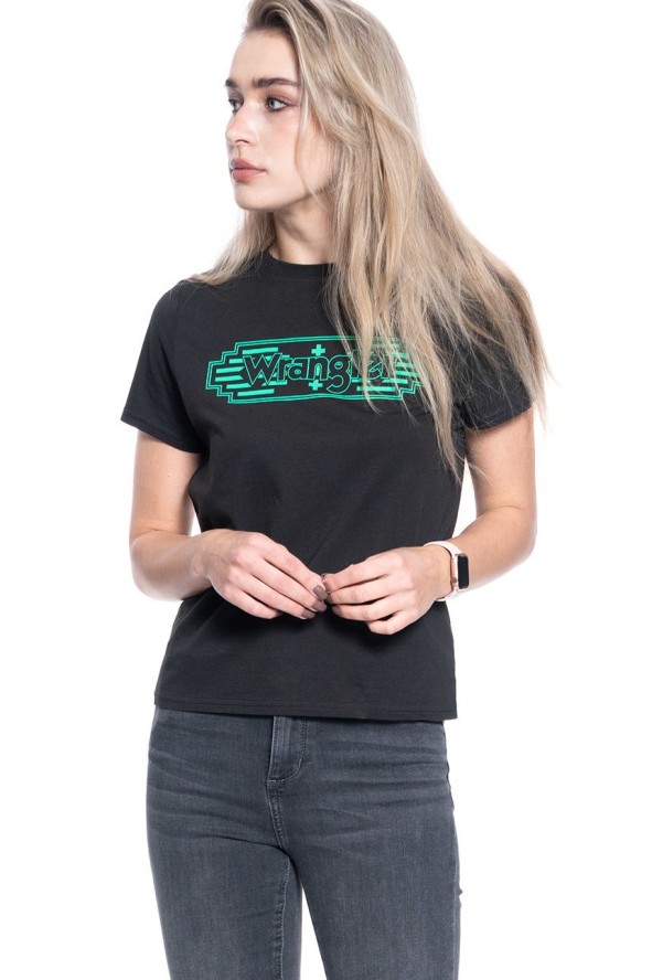 DAMSKI T-SHIRT WRANGLER SS GRAPHIC TEE FADED BLACK W7Z4EVXV6 112132172
