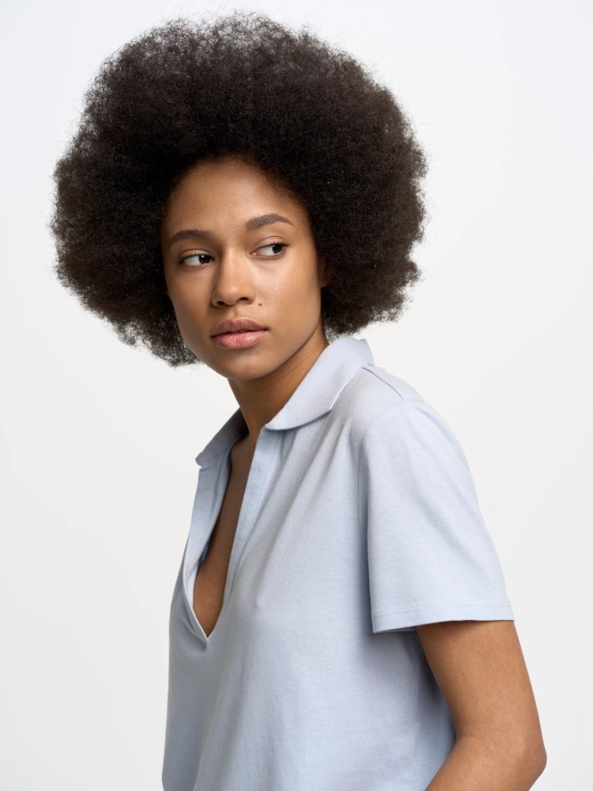 Koszulka damska polo z modalu niebieska Fremenka 400