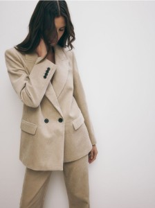 Sztruksowa marynarka dwurzędowa - beżowy