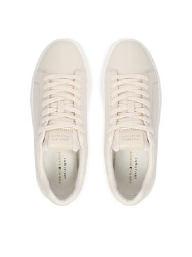 Tommy Hilfiger Sneakersy Icon Court Light Weight Shinny FW0FW08949 Écru