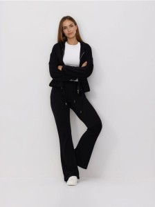 Spodnie flare z wiskozą - czarny