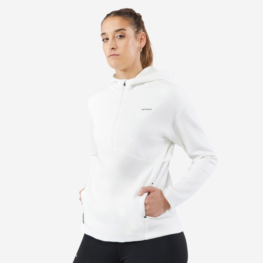 Bluza tenisowa z kapturem na krótki suwak Artengo Soft Dry 900