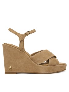 Tommy Hilfiger Sandały Suede Wrapped High Wedge FW0FW09218 Brązowy