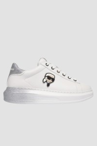 KARL LAGERFELD Białe damskie sneakersy skórzane KAPRI Ombre NFT, Rozmiar 37