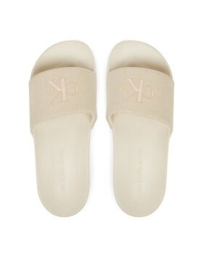 Calvin Klein Jeans Klapki Slide Monogram Wn YW0YW01835 Écru
