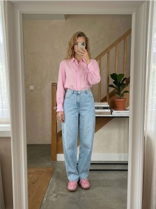 Jeansy balloon high waist - niebieski