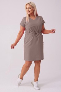 Dresowa sukienka Bianca w kolorze fango PLUS SIZE XXL WIOSNA