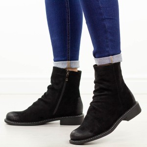 Czarne zamszowe botki damskie Potocki 12716