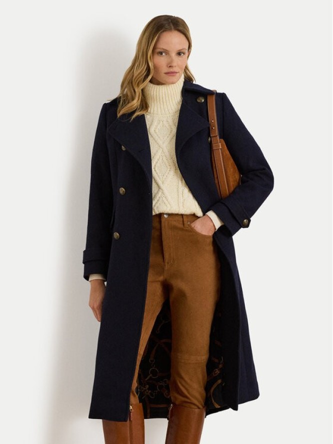 LAUREN RALPH LAUREN Płaszcz wełniany 297P04150002 Granatowy Regular Fit