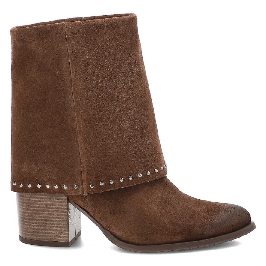 Brązowe Botki Karino Eleganckie Kowbojki Damskie