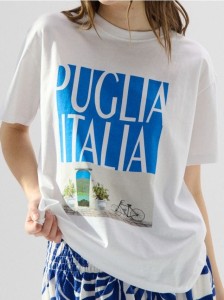 Bawełniana koszulka loose fit z nadrukiem - biały