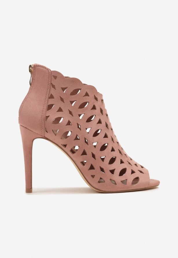 Różowe Sandały Botki Vices na Szpilce z Ażurową Cholewką Natirna