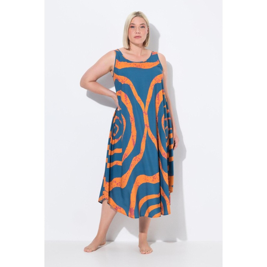 Damskie Sukienka midi koła krój trapezowy okrągły dekolt bez rękawów