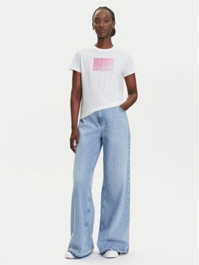 Tommy Jeans T-Shirt Gradient Flag DW0DW20905 Biały Regular Fit
