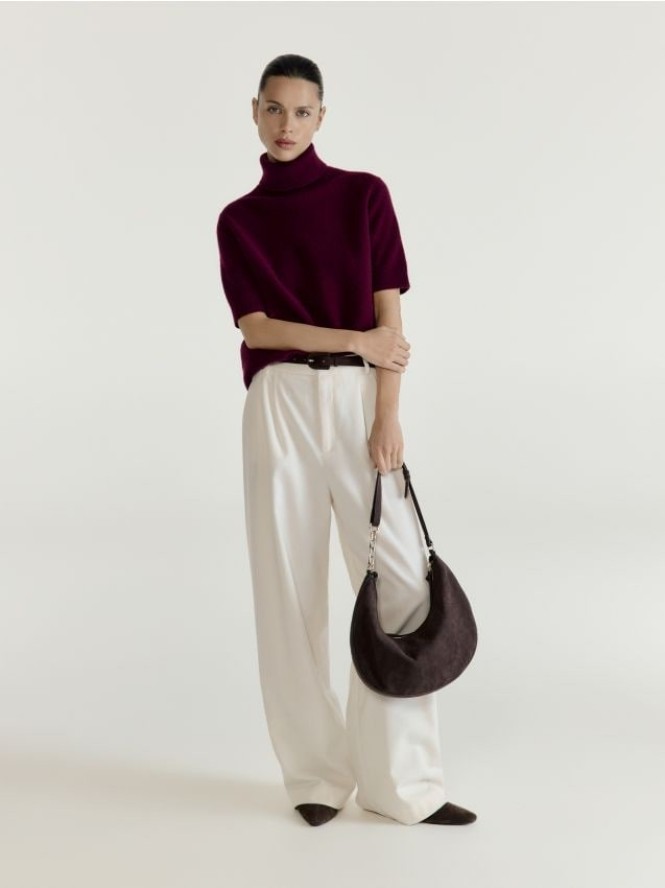 Wełniany sweter - bordowy