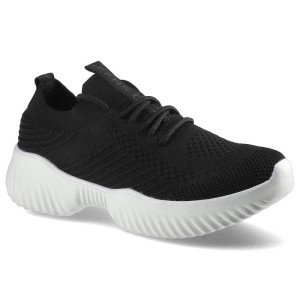 Sneakersy damskie Cross Jeans, z elastyczną dzianinową cholewką sznurowaniem na podbiciu i lekką profilowaną podeszwą, czarne, FF2R4095C