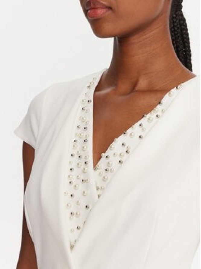 Rinascimento Sukienka koktajlowa CFC0125515003 Biały Slim Fit