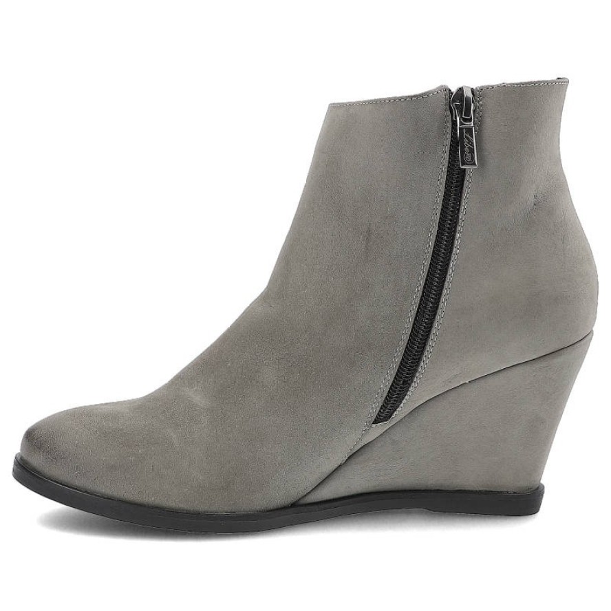 Szare Botki Libero Damskie Modne Buty Na Koturnie