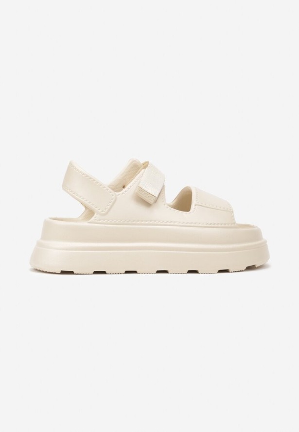 Beżowe Piankowe Sandały Chunky na Grubej Podeszwie z Zapięciem na Rzep Obenae