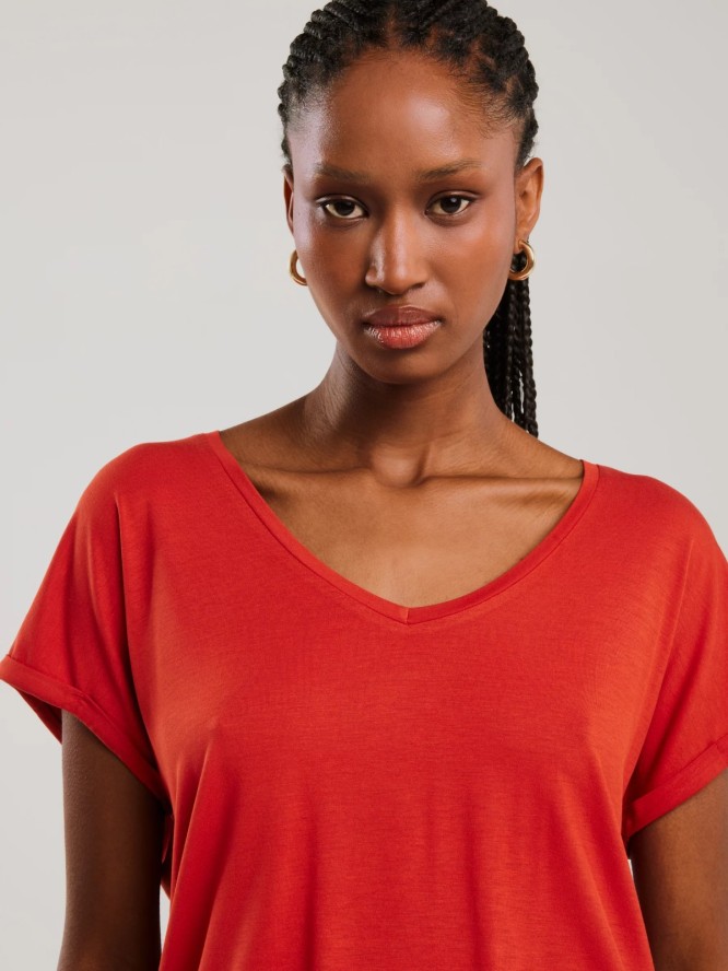 Koszulka damska o luźnym kroju czerwona Valeria 704