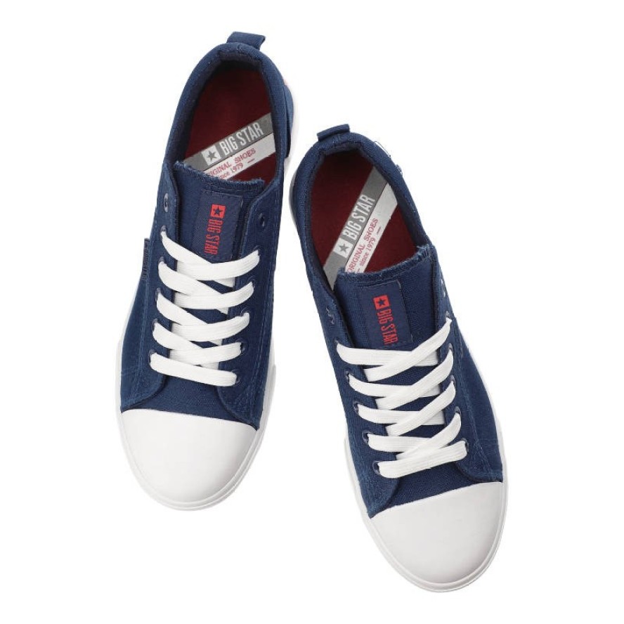 Trampki damskie Big Star, z materiału i sznurowane, granatowe, DD274876