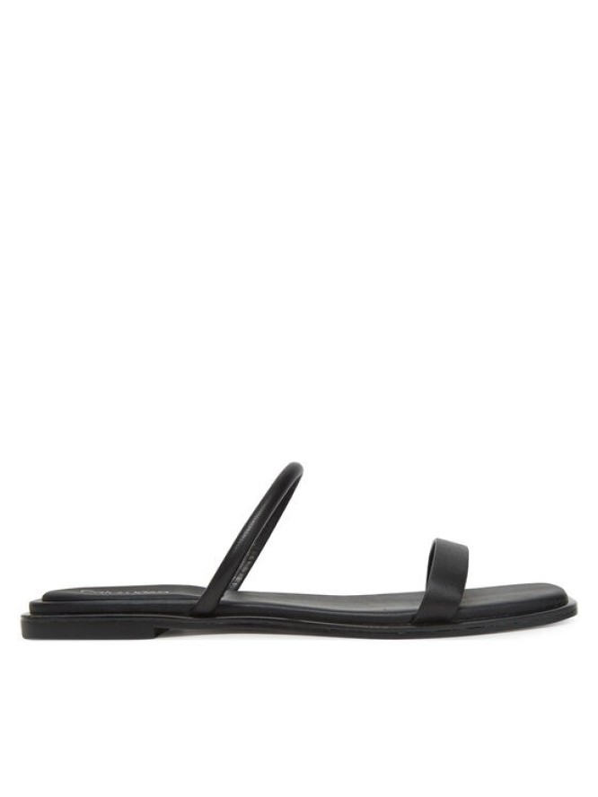 Calvin Klein Klapki Flat Sandal Squared 2-Bar Lth HW0HW02532 Czarny