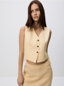 Kamizelka z lnem - jasnożółty