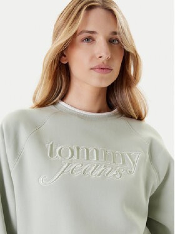Tommy Jeans Bluza Script DW0DW21196 Zielony Regular Fit