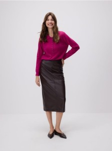 Wełniany sweter z kołnierzykiem - fioletowy