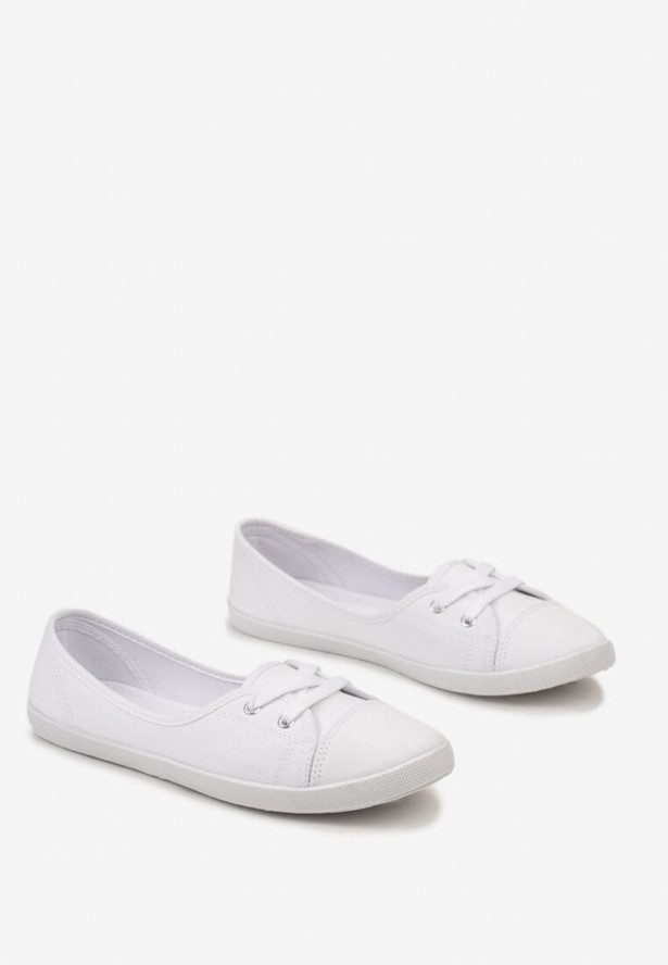 Białe Tenisówki Przed Kostkę z Krótkim Sznurowaniem Aviole