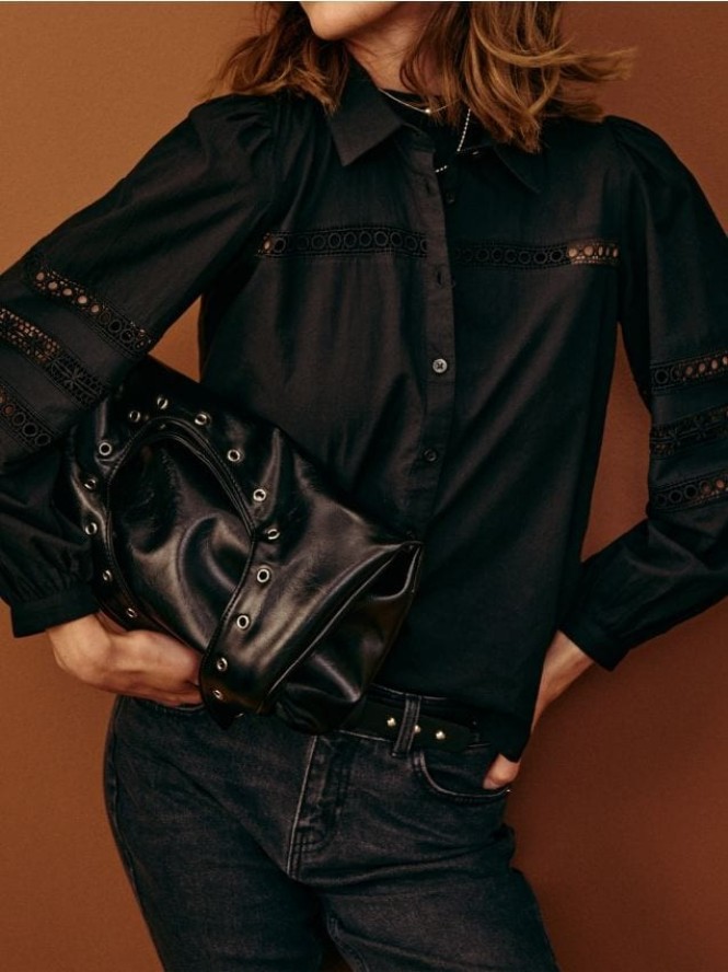 Koszula z koronką - czarny