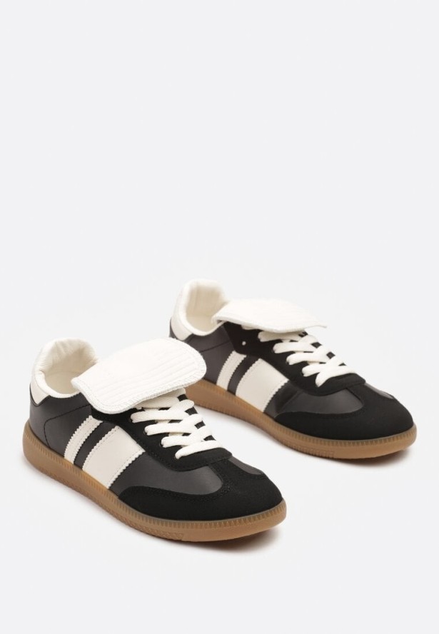 Czarne Sneakersy Tenisówki Ozdobione Wywinięciem Myrloria