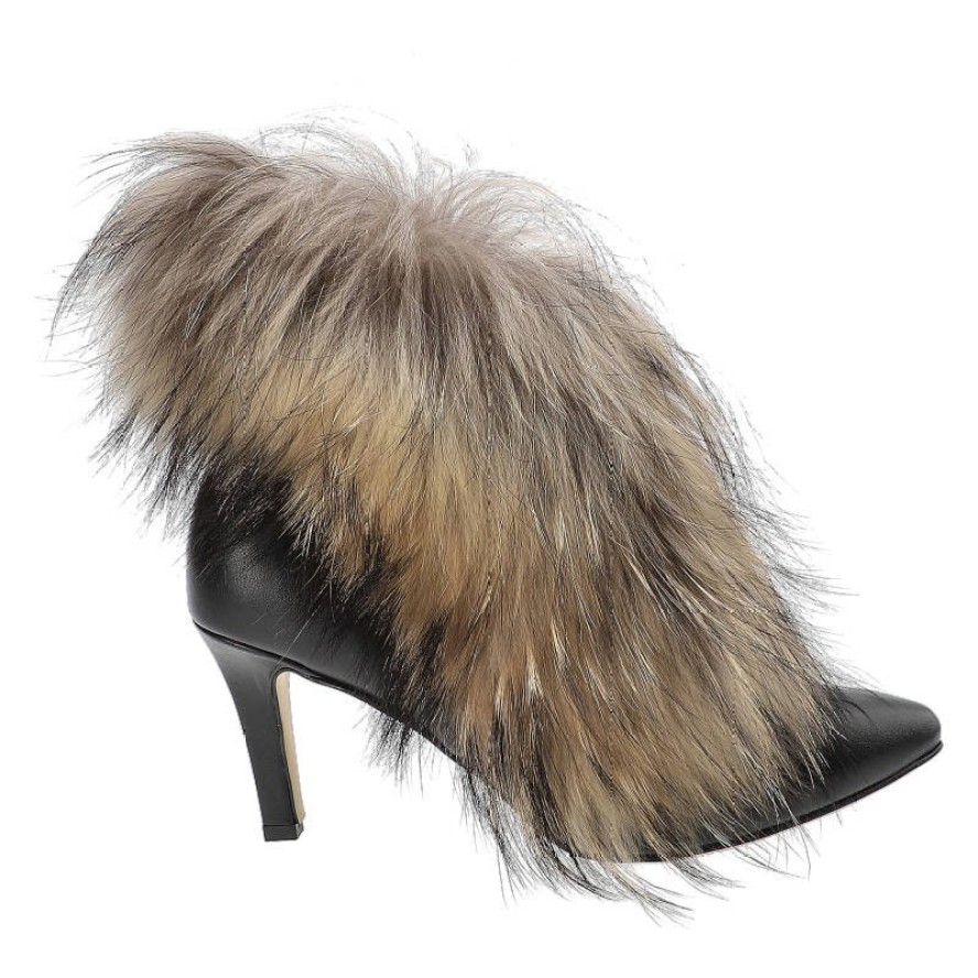 Czarne Botki Damiss Z Naturalnym Futrem Jenot